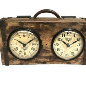 Table Clock - Brick Mould Dual Dial