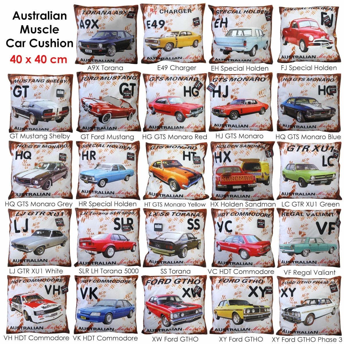 Australian Muscle Car Cushion HR Special Holden Blue - V442-ABR-CUSHION-MUSCLECARHR-BLUE-SQ Australian Muscle Car Cushion HR Special Holden Blue - Image 2