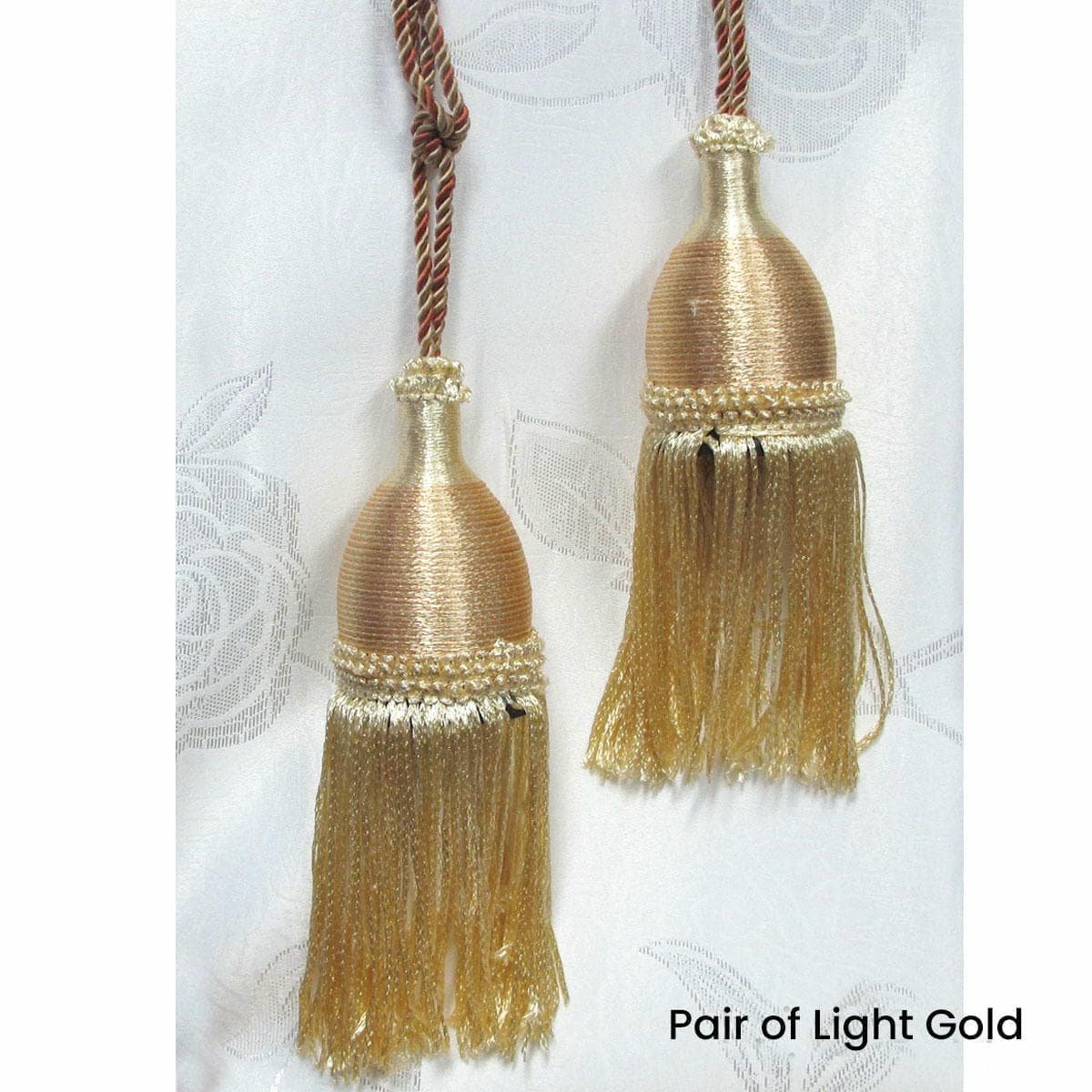 Pair of Curtain Tassel Rope Ties 52cm Light Gold - V442-ABR-MISC-PAIRCURTAINTIES-LIGHGOLD-SH Pair of Curtain Tassel Rope Ties 52cm Light Gold