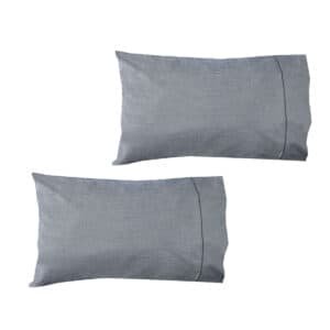 Pair of Chambray Charcoal Cotton Standard Pillowcases 48 x 73 cm
