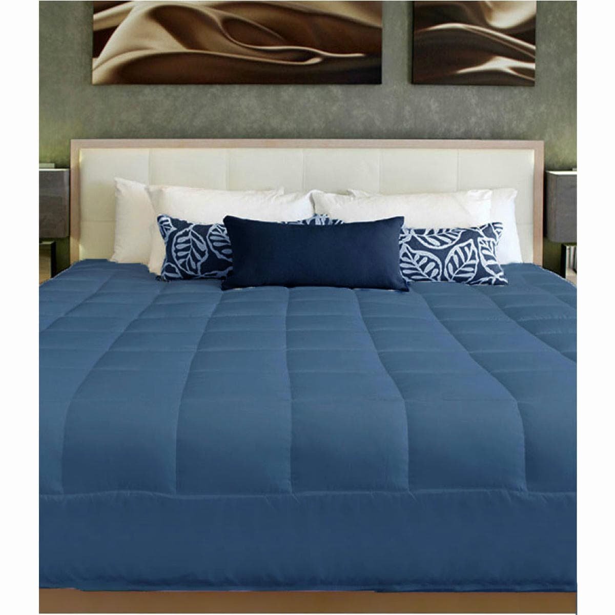 2 in 1 Cushion Quilt Pad Navy Single - V442-ABR-QUILT-CUSHION-NAVY-SB 2 in 1 Cushion Quilt Pad Navy Single