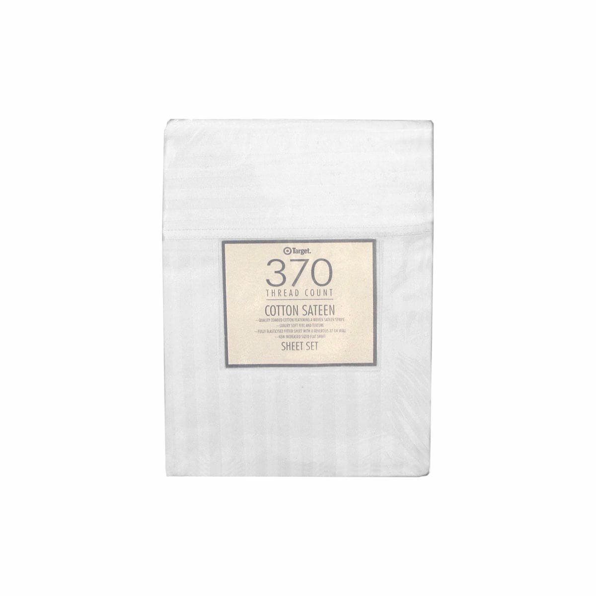 370TC White Self-striped Cotton Sateen Sheet Set King - V442-ABR-SHEETS-STRIPE370TC-WHITE-KI 370TC White Self-striped Cotton Sateen Sheet Set King