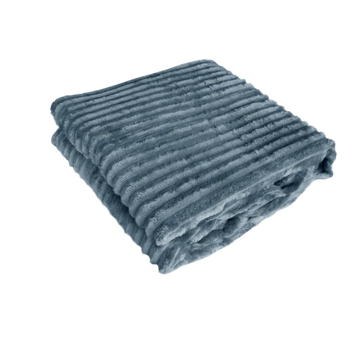 240GSM Corduroy Striped Throw Rug Charcoal - V442-ABR-THROW-CORDUROYSTRIPE-CHARCOAL-RE 240GSM Corduroy Striped Throw Rug Charcoal