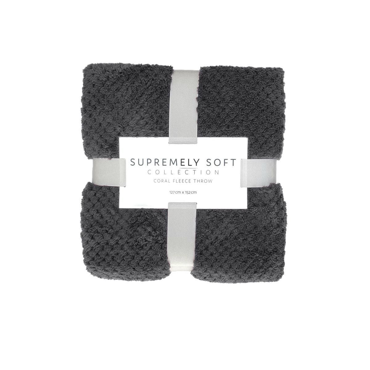 Soft Diamond Fleece Throw Rug Charcoal - V442-ABR-THROW-DIAMONDFLEECE152-CHARCOAL-RE Soft Diamond Fleece Throw Rug Charcoal