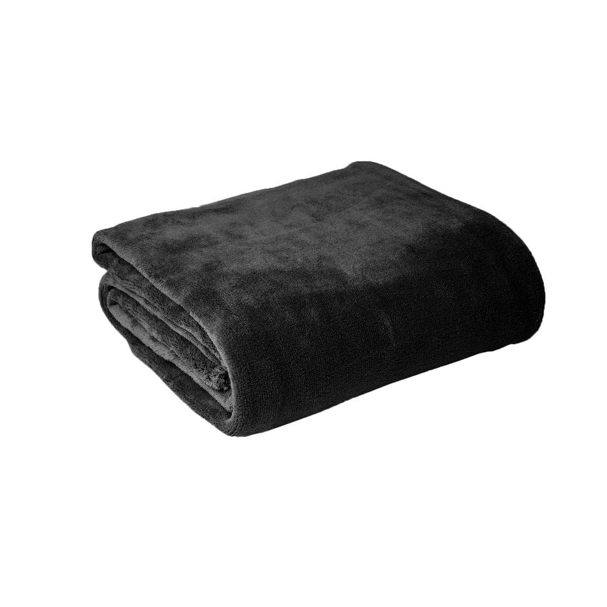 Hotel Living Super Soft Coral Fleece Blanket Single Charcoal - V442-ATX-BLANKET-SOFTCORAL-CHARCOAL-SB Hotel Living Super Soft Coral Fleece Blanket Single Charcoal