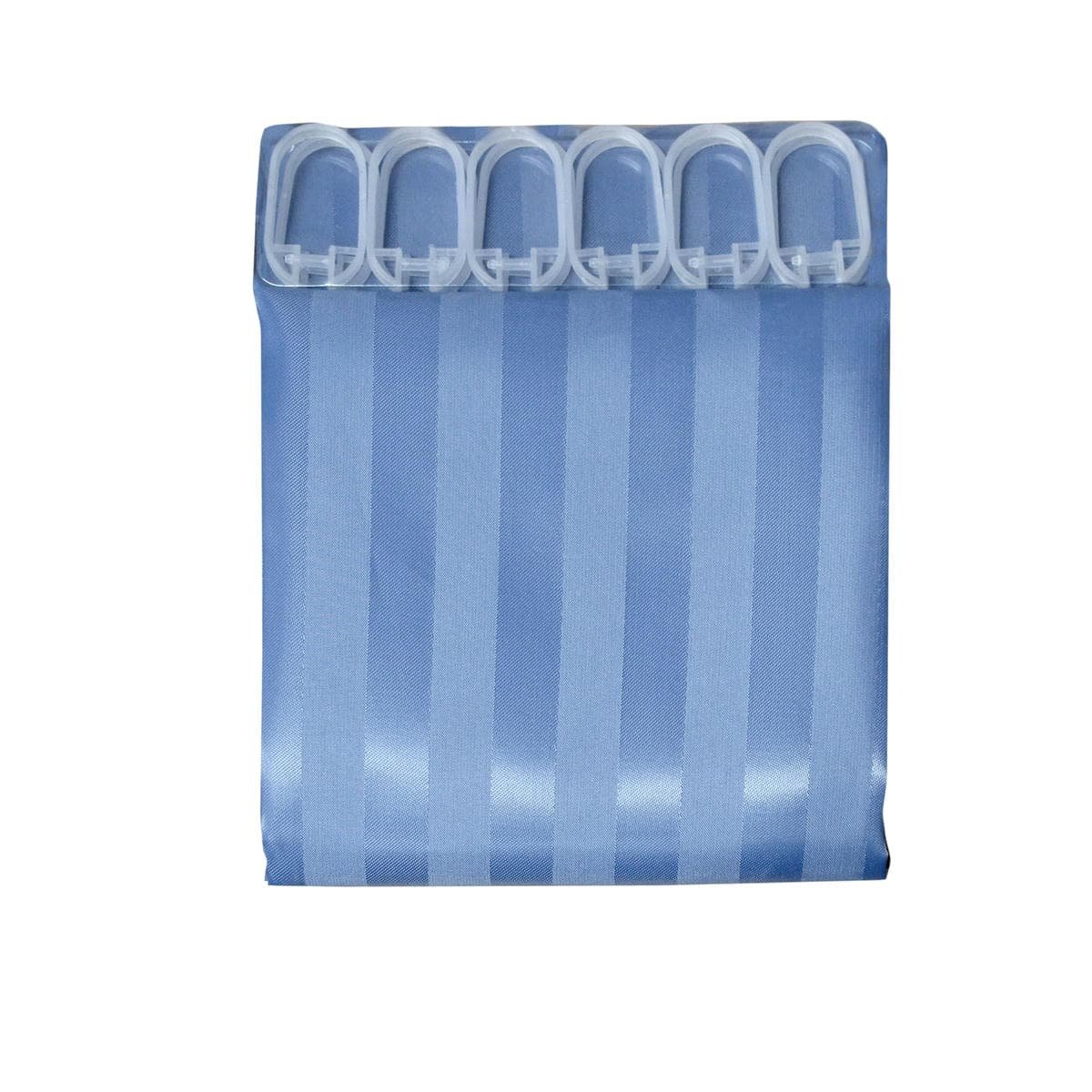 Jacquard Stripe Shower Curtain Blue Stone - V442-ATX-MISC-STRIPESHOWERCURTAIN-BLUE-SQ Jacquard Stripe Shower Curtain Blue Stone
