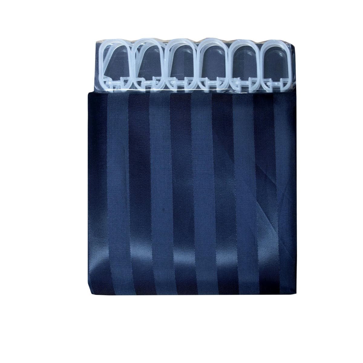 Jacquard Stripe Shower Curtain Navy - V442-ATX-MISC-STRIPESHOWERCURTAIN-NAVY-SQ Jacquard Stripe Shower Curtain Navy
