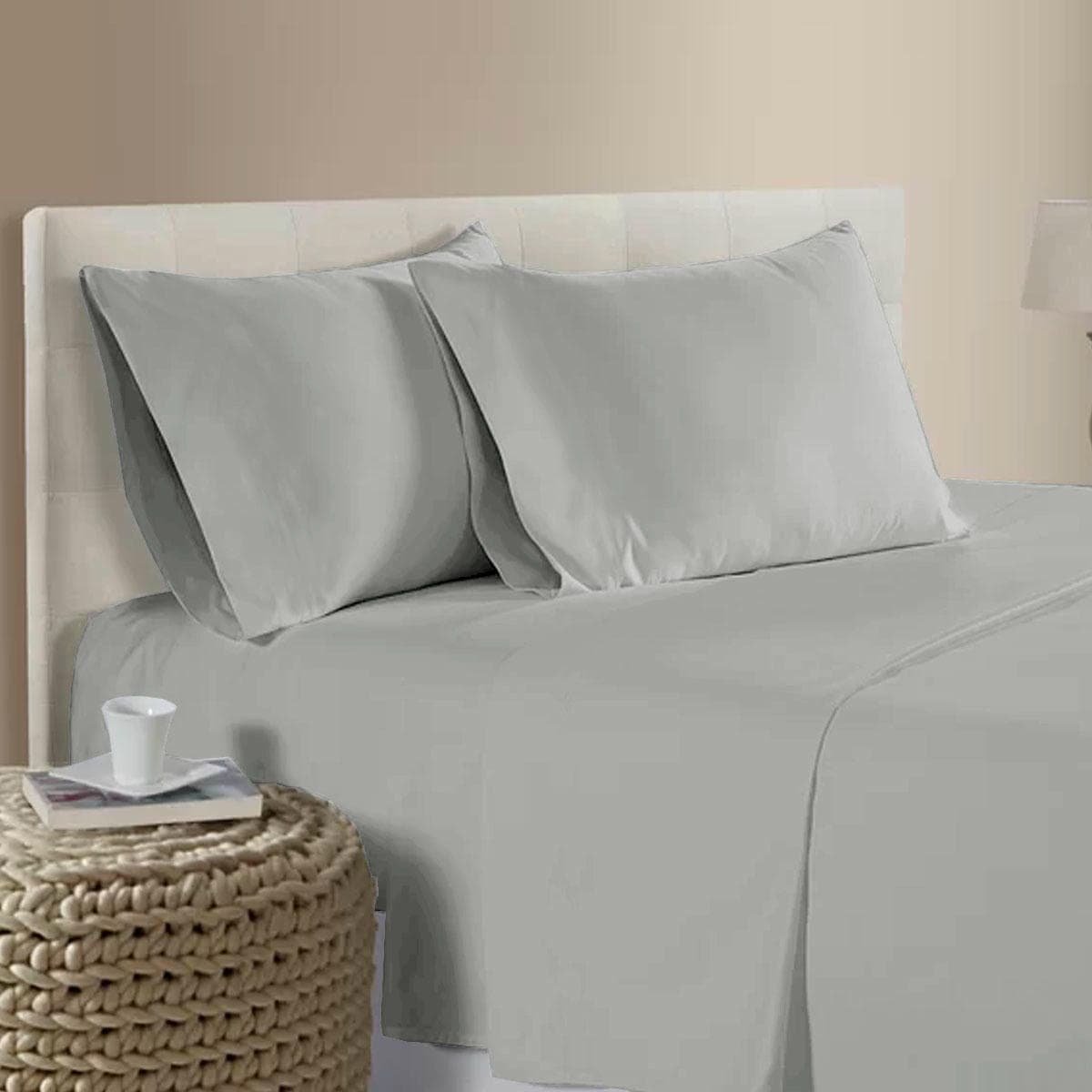 400TC Bamboo Cotton Sheet Set Silver Queen - V442-ATX-SHEETS-400TCBAMBOO-SILVER-QS 400TC Bamboo Cotton Sheet Set Silver Queen