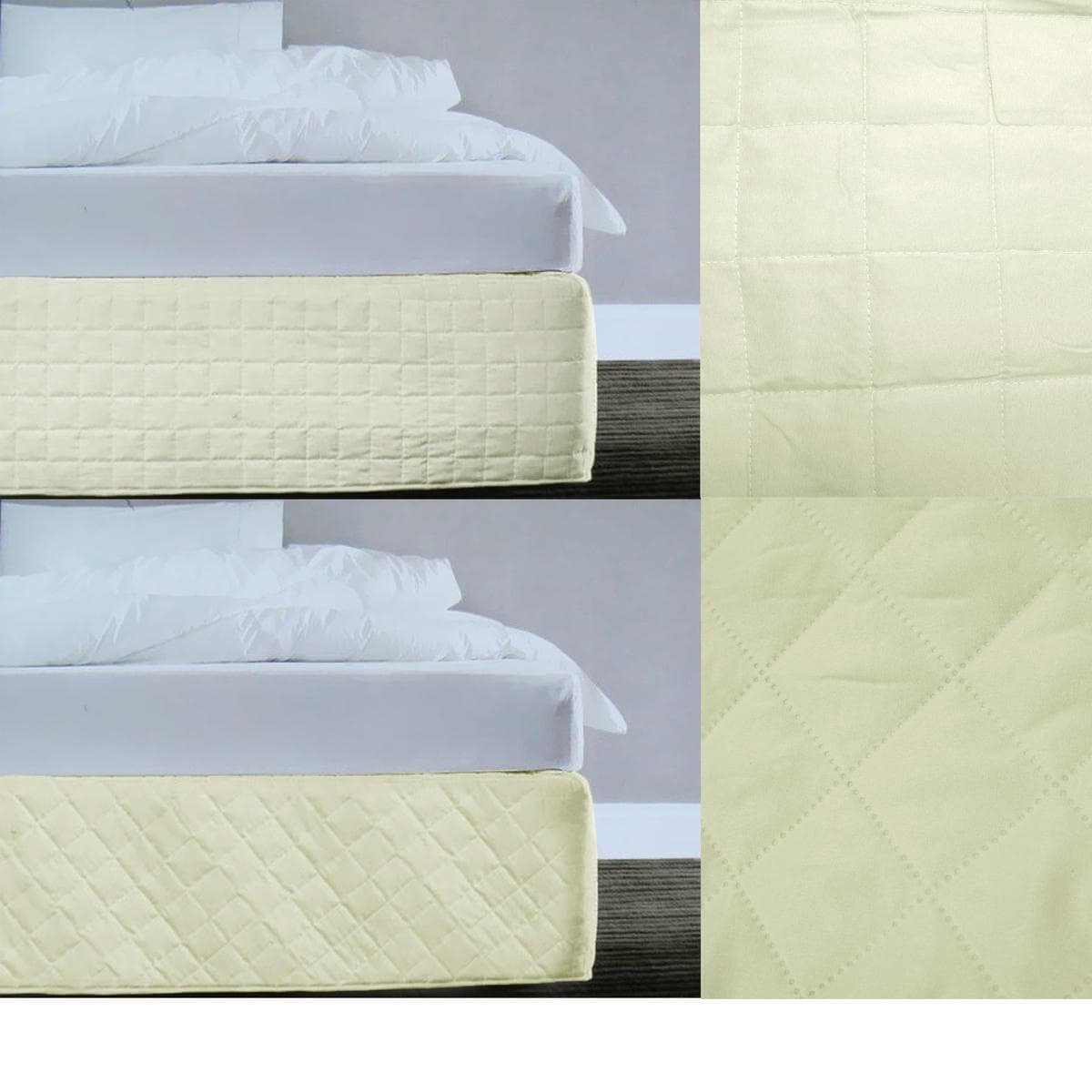 Random Pattern Quilted Valance Cream Queen - V442-ATX-VALANCE-RANDOMPATTERNQUILTED-CREAM-QS Random Pattern Quilted Valance Cream Queen