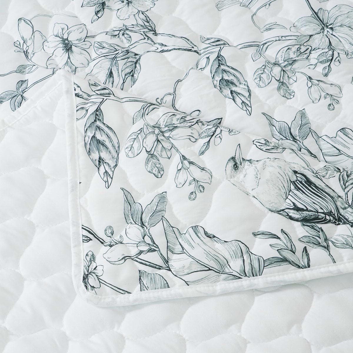 Bianca Gracie White Floral Printed Quilted Bedspread Set King Single - V442-BCA-BEDSPREAD-GRACIE-WHITE-KS V442 BCA BEDSPREAD GRACIE WHITE KS 213211 04