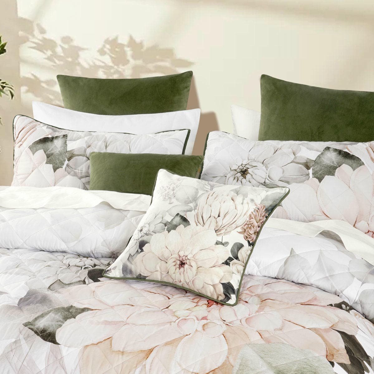 Bianca Giselle White Polyester Printed Floral Coverlet Set Single/Double - V442-BCA-COVERLETS-GISELLE-WHITE-DS V442 BCA COVERLETS GISELLE WHITE DS 202507031627 02