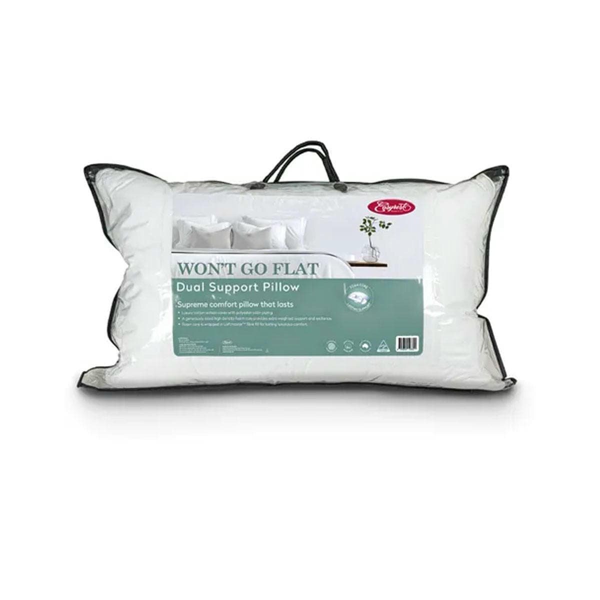 Easyrest Won't Go Flat Dual Support Standard Pillow 48 x 73 cm - V442-ERT-PILLOW-WONTGOFLAT-WHITE-ST Easyrest Won't Go Flat Dual Support Standard Pillow 48 x 73 cm