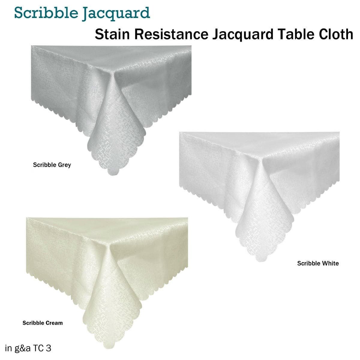 Jacquard Table Cloth Scribble Grey 150 x 270 cm - V442-GNA-TABLEC-SCRIBBLE270CM-GREY-RE V442 GNA TABLEC SCRIBBLE270CM GREY RE 141640 01