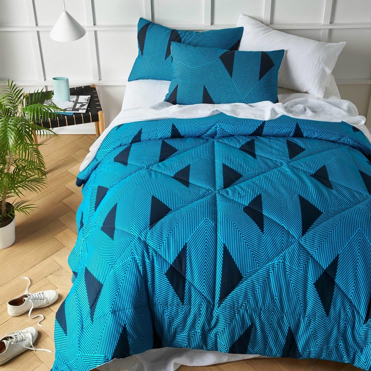 Accessorize Aster Washed Cotton Comforter Set Queen - V442-HIN-COMFORTER-ASTER-BLUE-QS Accessorize Aster Washed Cotton Comforter Set Queen