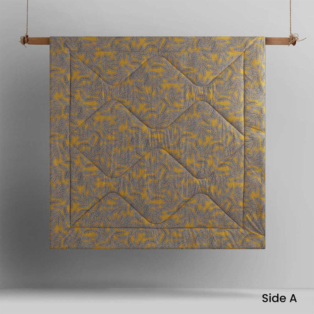 Accessorize Clove Washed Cotton Printed Reversible Comforter Set Queen - V442-HIN-COMFORTER-COTTONCLOVE-MUSTARD-QS Accessorize Clove Washed Cotton Printed Reversible Comforter Set Queen - Image 3