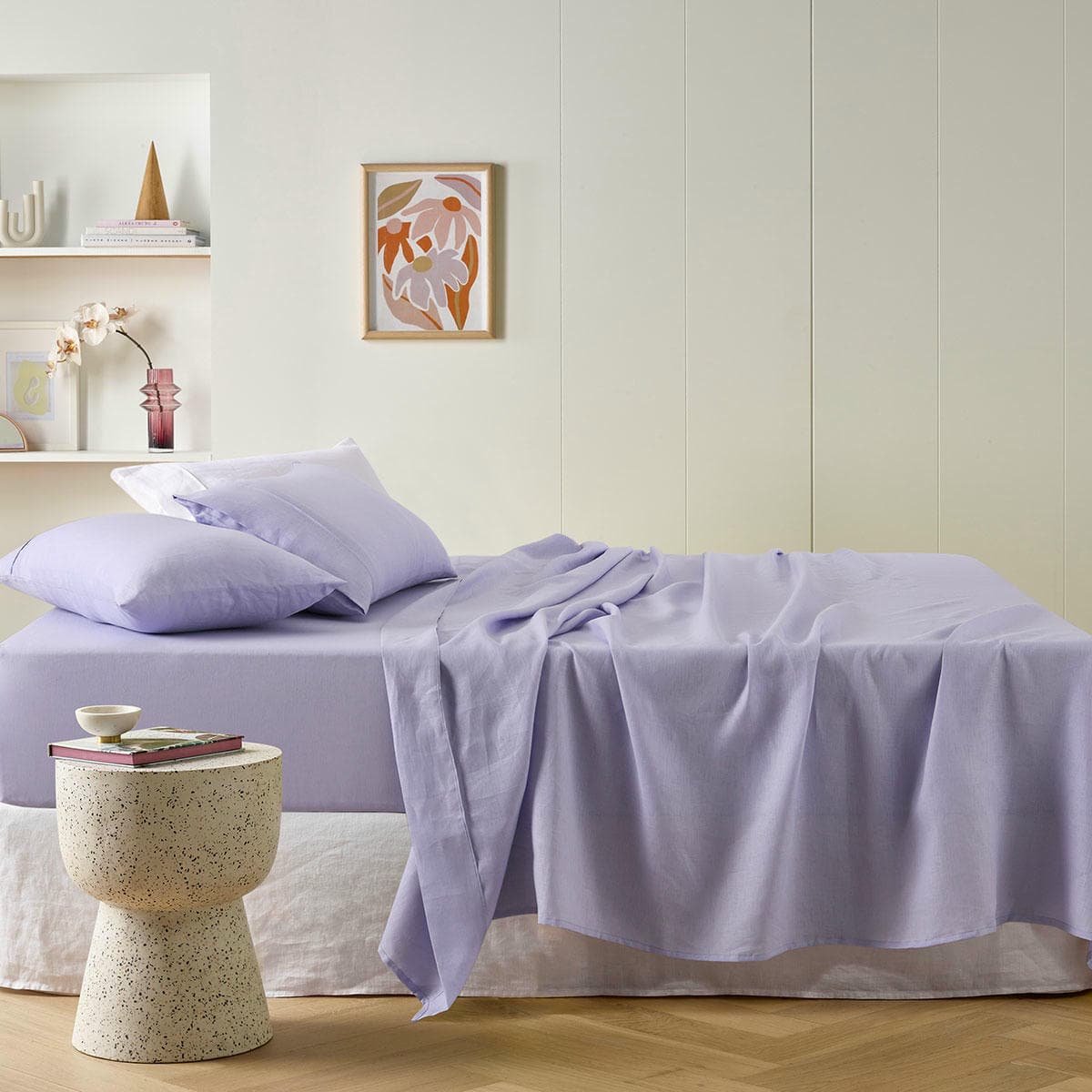 Vintage Design Homewares Lilac French Linen Sheet Set Mega King 50cm wall - V442-HIN-SHEETS-FRENCHLINEN-LILAC-MK Vintage Design Homewares Lilac French Linen Sheet Set Mega King 50cm wall