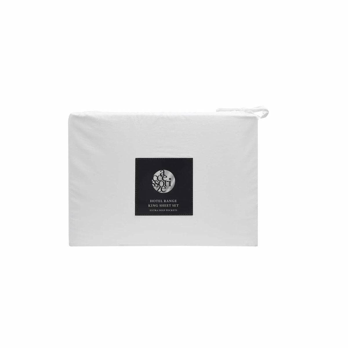 Accessorize White/Black Piped Hotel Deluxe Cotton Sheet Set Queen - V442-HIN-SHEETS-HOTELPIPED-WHITEBLACK-QS Accessorize White/Black Piped Hotel Deluxe Cotton Sheet Set Queen - Image 4
