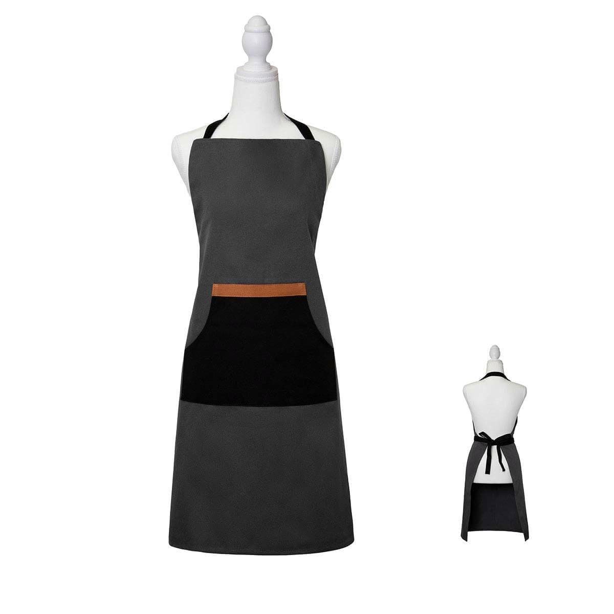 J Elliot Home Selby Cotton Apron 83 x 68 cm Charcoal & Black - V442-IDC-APRON-SELBY-CHARCOAL-SH J Elliot Home Selby Cotton Apron 83 x 68 cm Charcoal & Black