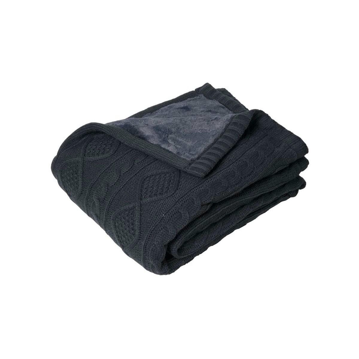 J.Elliot Home Alberta Knit Throw Rug Charcoal - V442-IDC-THROW-ALBERTA-CHARCOAL-RE J.Elliot Home Alberta Knit Throw Rug Charcoal