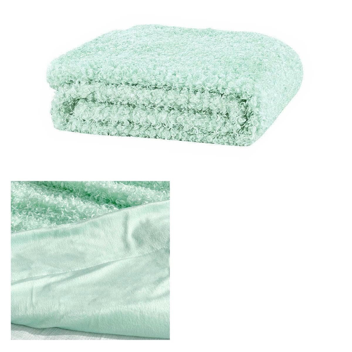 J.Elliot Home Lyla Faux Sheep Fur Throw Rug Mint - V442-IDC-THROW-LYLA-MINT-RE J.Elliot Home Lyla Faux Sheep Fur Throw Rug Mint