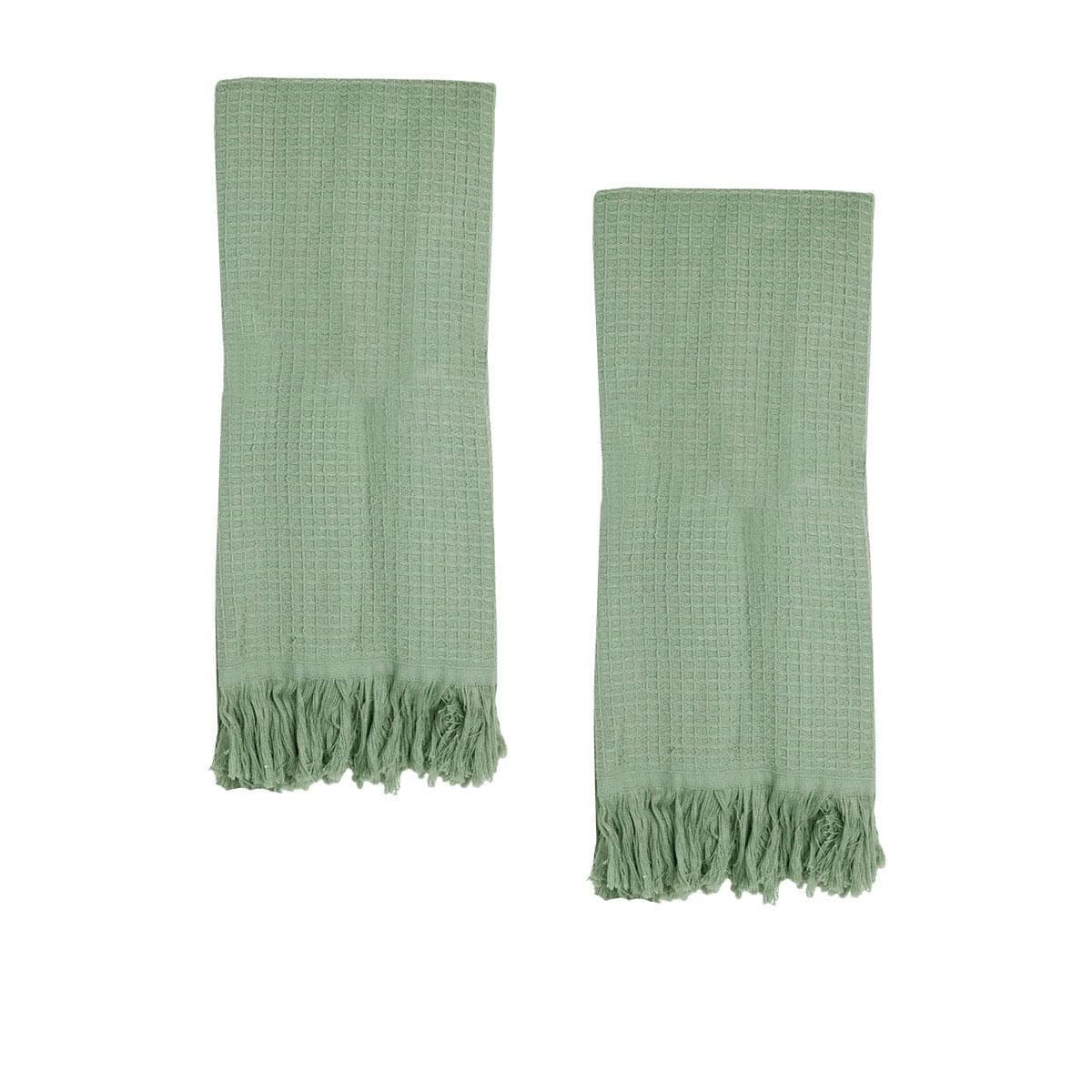 J Elliot Home 400GSM Camila Set of 2 Cotton Waffle Hand Towels 45 x 65 cm Pistachio - V442-IDC-TOWEL-CAMILAHAND-PISTACHIO-RE J Elliot Home 400GSM Camila Set of 2 Cotton Waffle Hand Towels 45 x 65 cm Pistachio