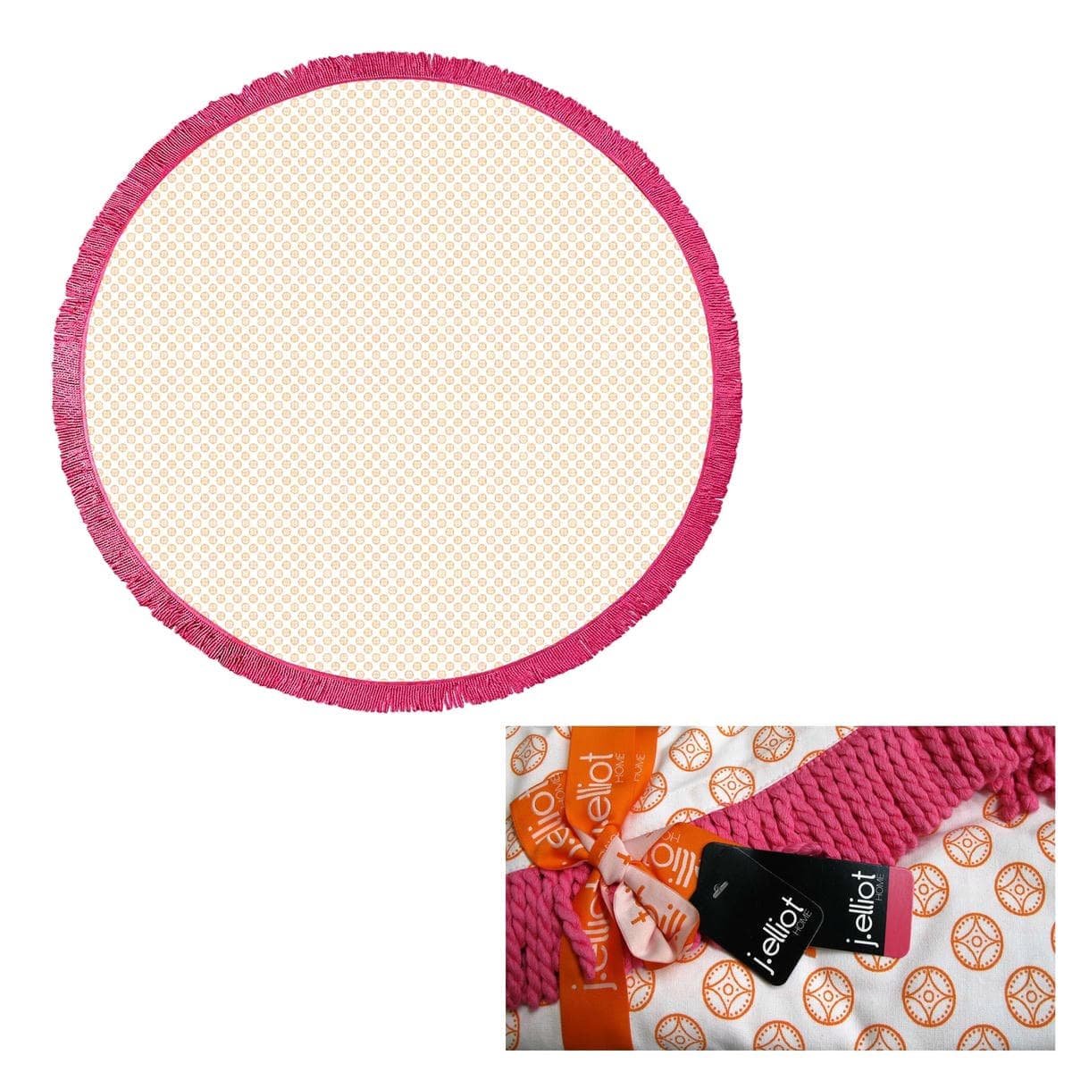 J.Elliot Home Koel Round Cotton Turkish Towel Orange/ Pink - V442-IDC-TOWEL-KOELTURKISH-ORANGEPINK-RD J.Elliot Home Koel Round Cotton Turkish Towel Orange/ Pink