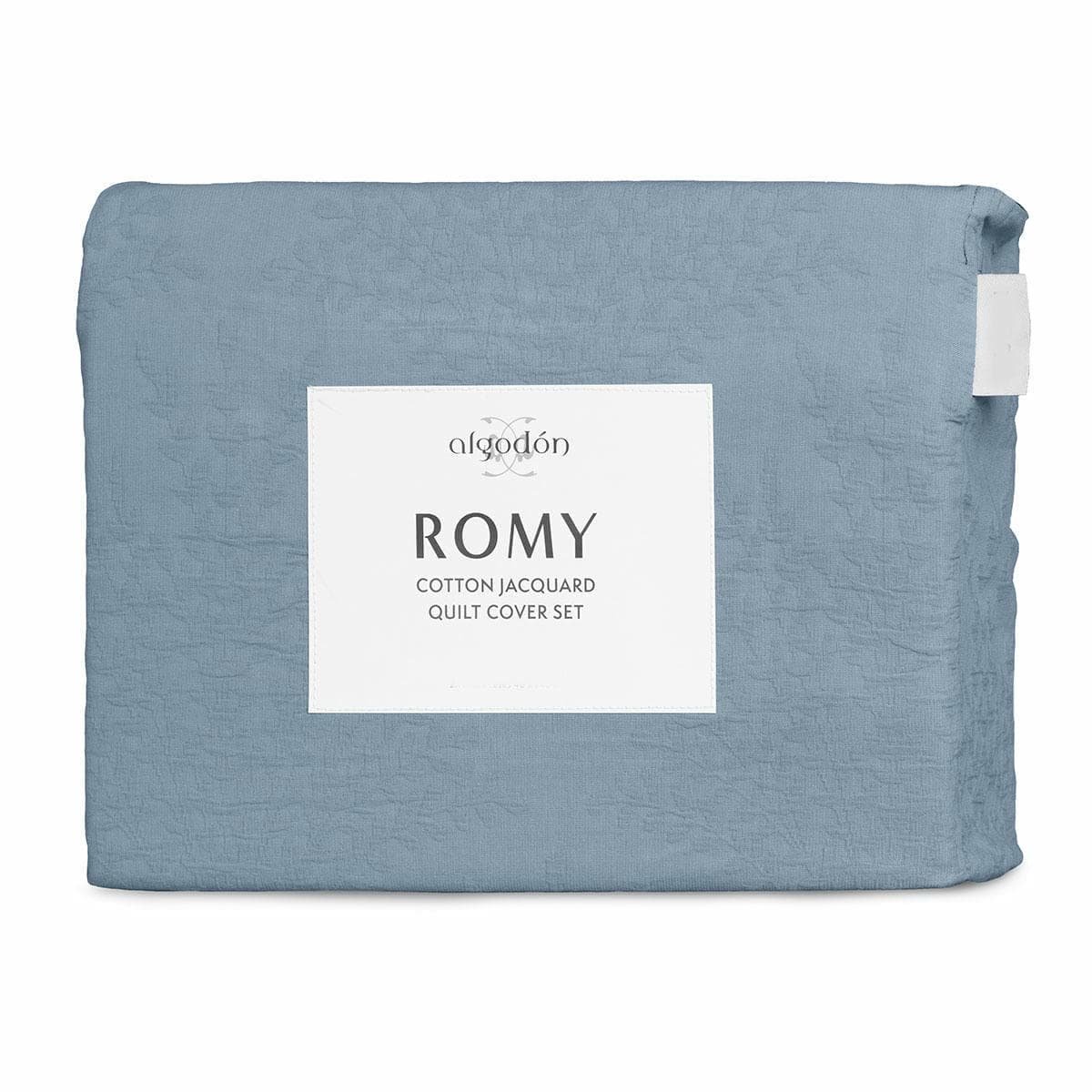 Algodon Romy Blue Cotton Jacquard Quilt Cover Set King - V442-INT-QUILTCS-ROMYJACQUARD-BLUE-KI V442 INT QUILTCS ROMYJACQUARD BLUE KI 202507031626 04