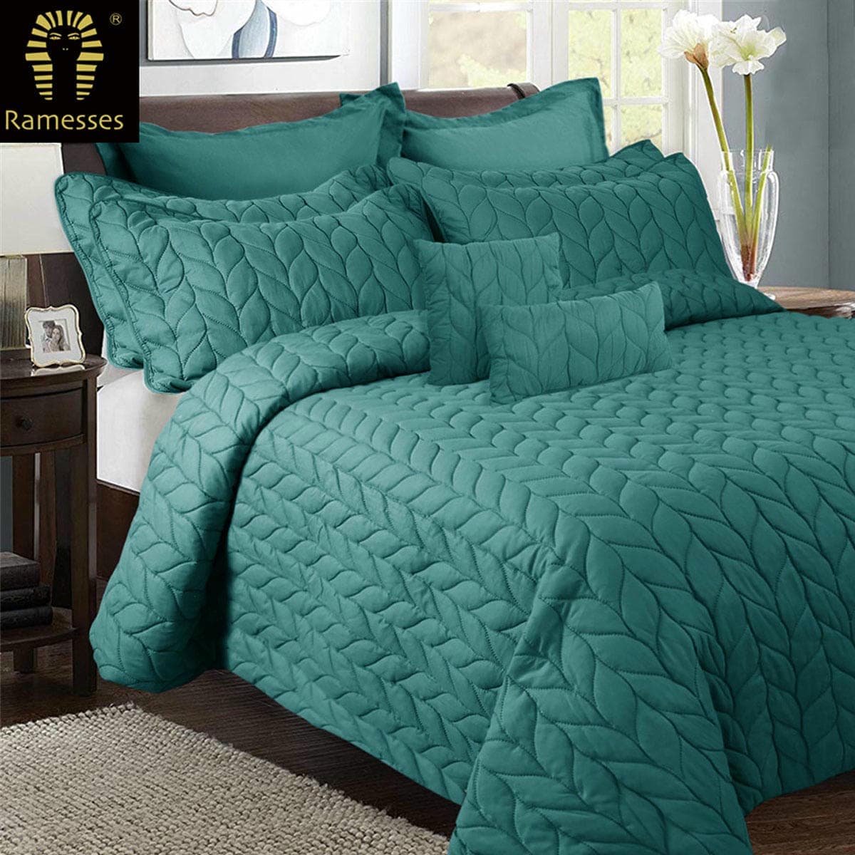 V442 KIT COMFORTER 9PCESULTRASONIC TEAL QS 146467 00