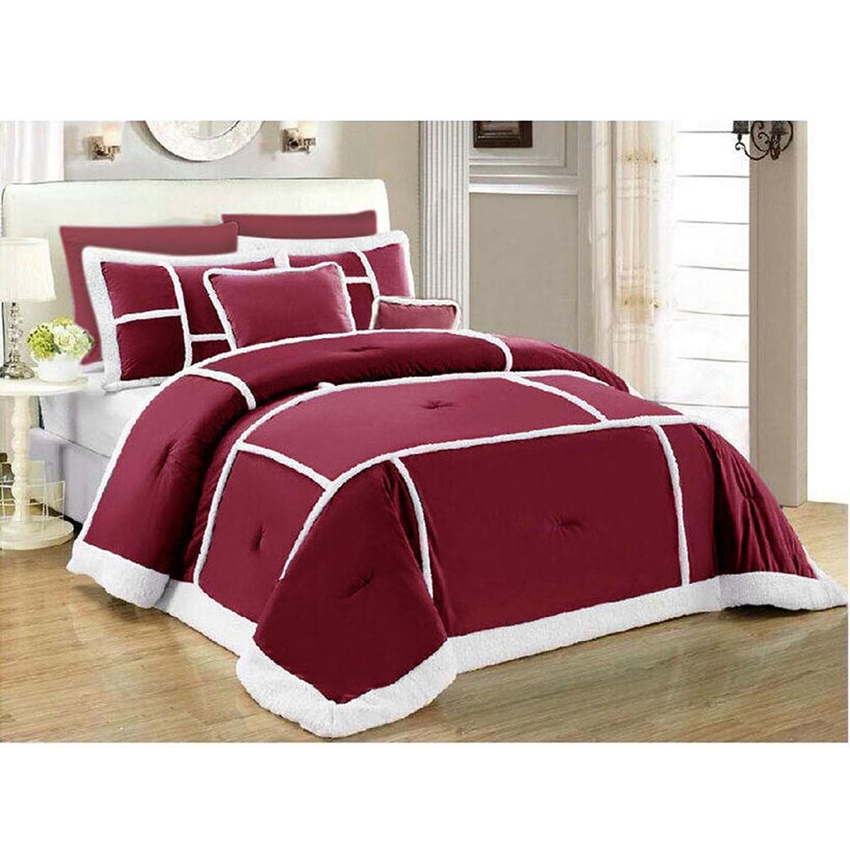 V442 KIT COMFORTER SOHOSHERPA BURGUNDY QS 146463 00