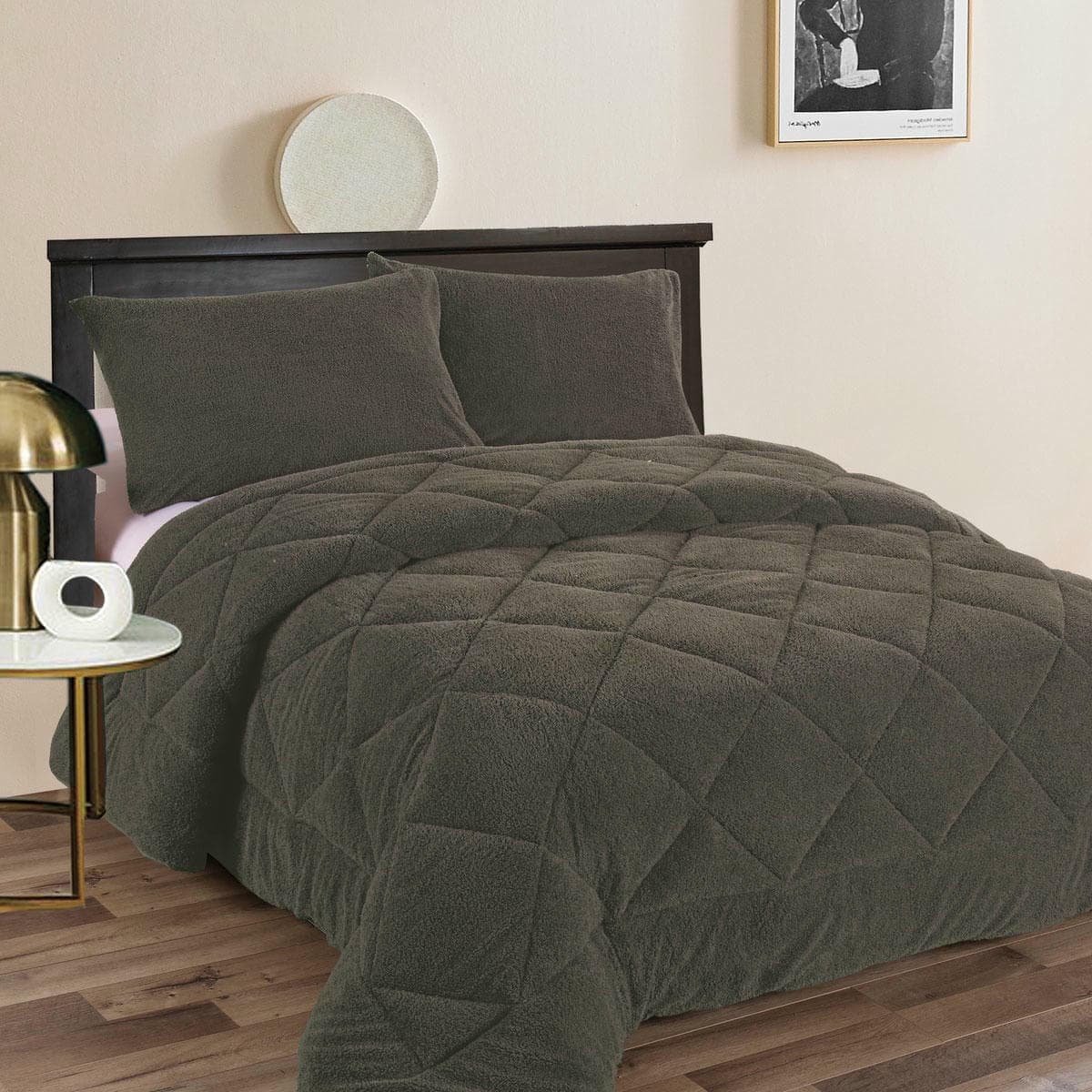 V442 KIT COMFORTER TEDDY CHARCOAL QS 173541 00