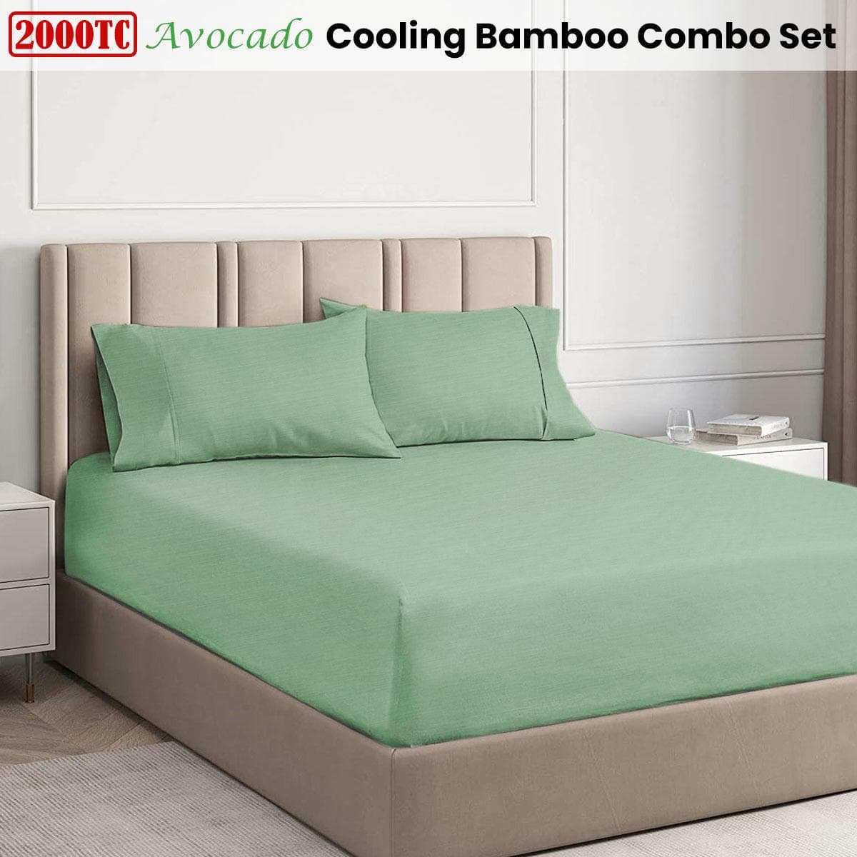 Ramesses Avocado 2000TC Cooling Bamboo Combo Set Single - V442-KIT-FITTEDSS-2000COOLBAMBOO-AVOCADO-SB V442 KIT FITTEDSS 2000COOLBAMBOO AVOCADO SB 202503241636 01