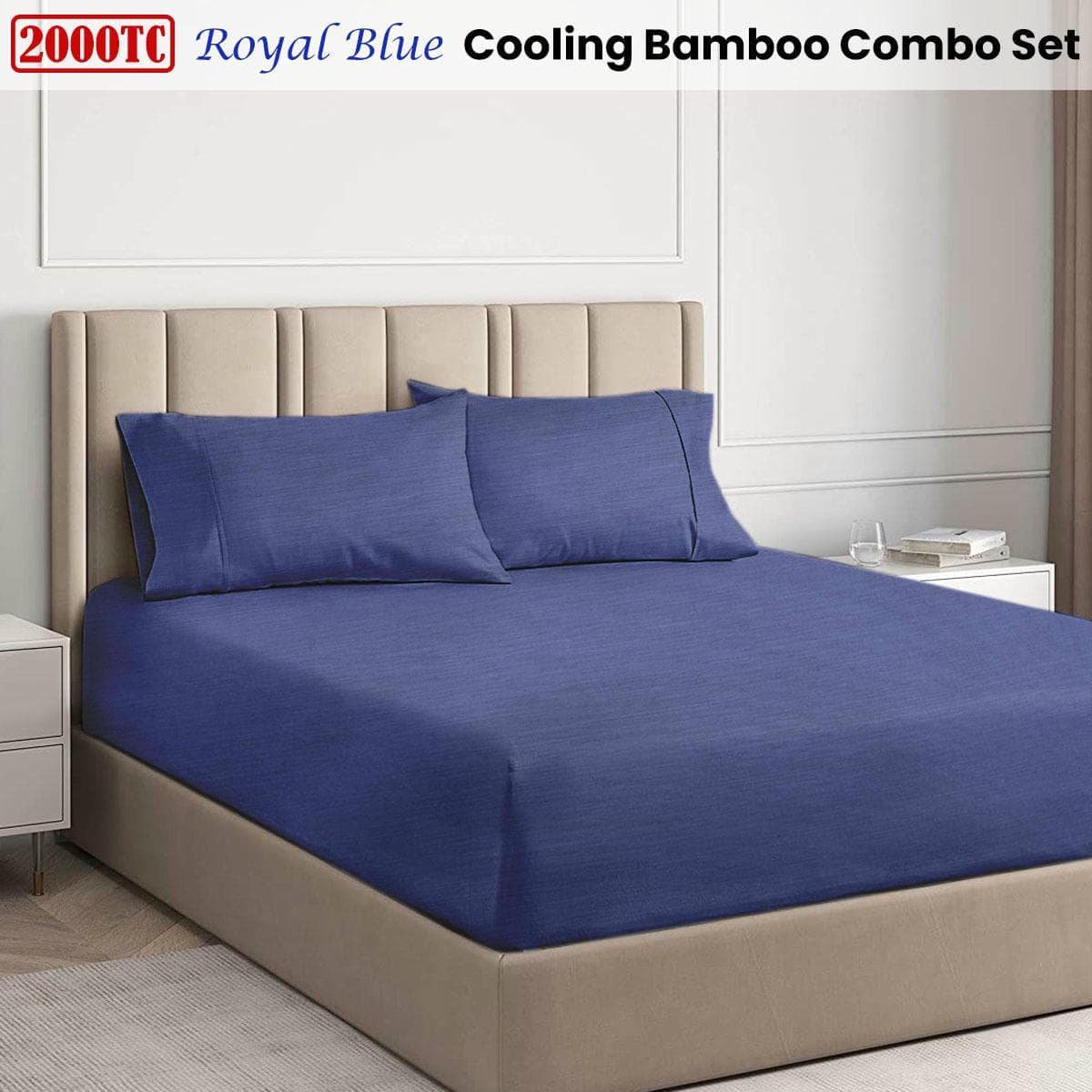 Ramesses Royal Blue 2000TC Cooling Bamboo Combo Set King - V442-KIT-FITTEDSS-2000COOLBAMBOO-ROYALBLUE-KI V442 KIT FITTEDSS 2000COOLBAMBOO ROYALBLUE KI 202503241635 01