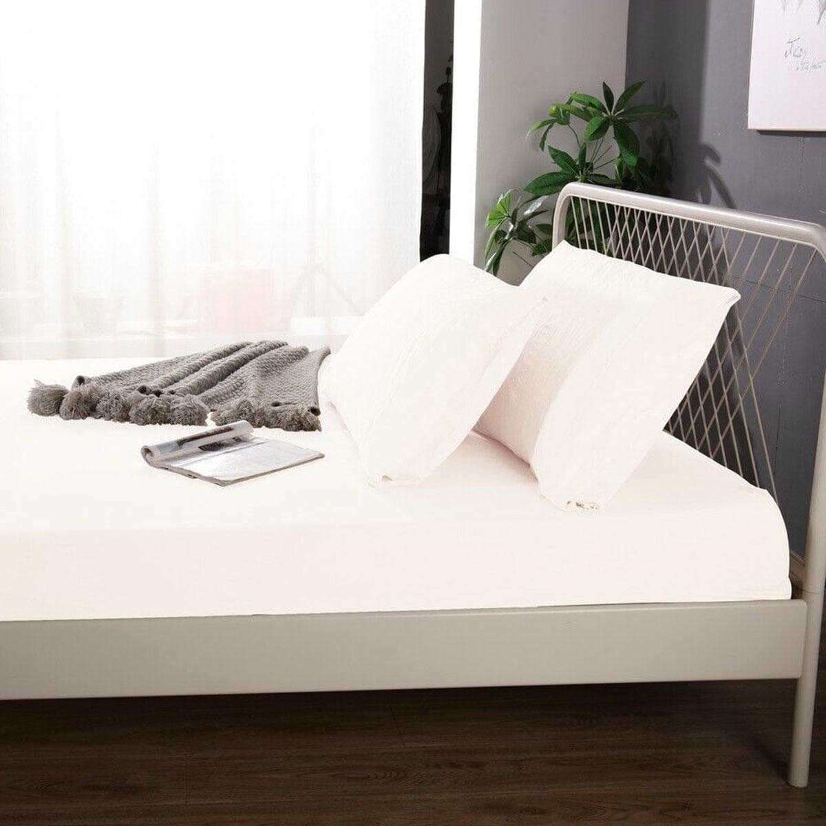 Ramesses 1000TC Linen Bamboo Fitted Sheet Combo Set White Double - V442-KIT-FITTEDSS-LINENBAMBOO-WHITE-DS V442 KIT FITTEDSS LINENBAMBOO WHITE DS 174639 02