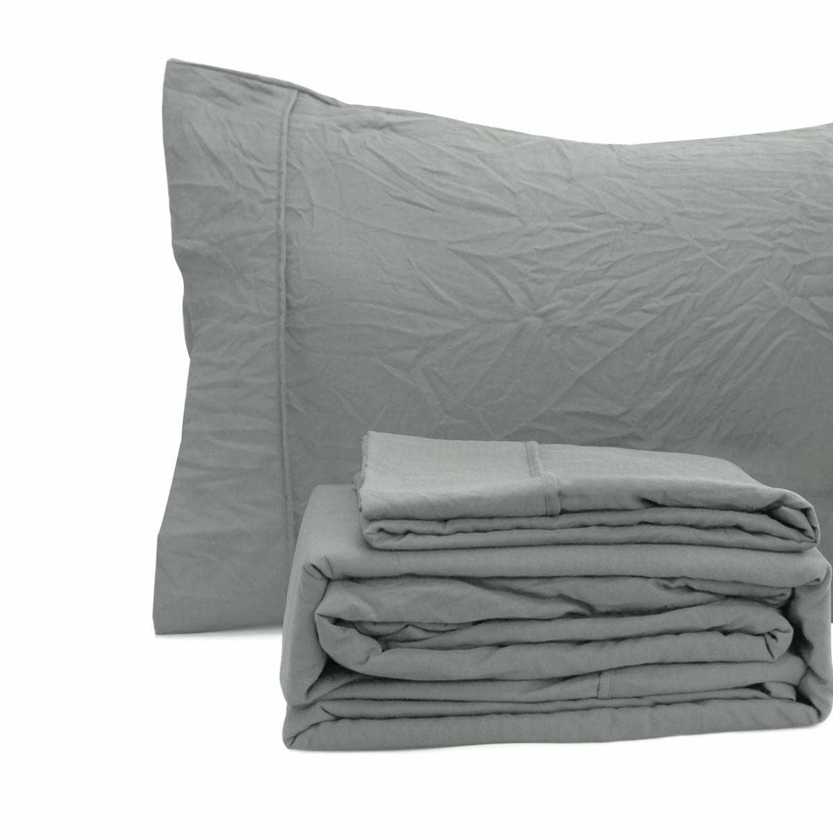 Ramesses Charcoal Pebble Wash Linen Look Alternative Sheet Set Double - V442-KIT-SHEETS-PEBBLEWASHLINEN-CHARCOAL-DS V442 KIT SHEETS PEBBLEWASHLINEN CHARCOAL DS 202503241626 02