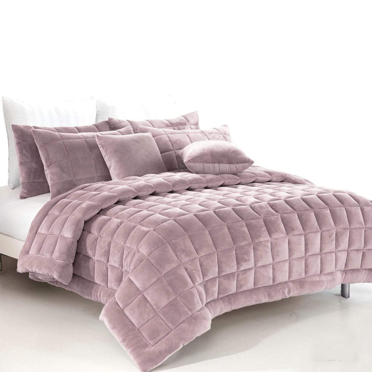 Alastairs Augusta Faux Mink Quilt / Comforter Set Blush Super King - V442-MFL-QUILT-AUGUSTAMINK-BLUSH-SK Alastairs Augusta Faux Mink Quilt / Comforter Set Blush Super King