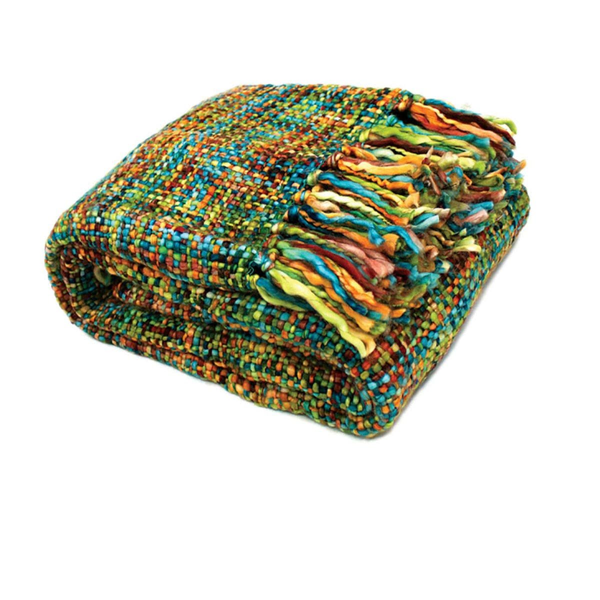 Rans Oslo Knitted Weave Throw 127x152cm - Peacock - V442-RAN-THROW-OSLOPEACOCK-MULTI-RE Rans Oslo Knitted Weave Throw 127x152cm - Peacock