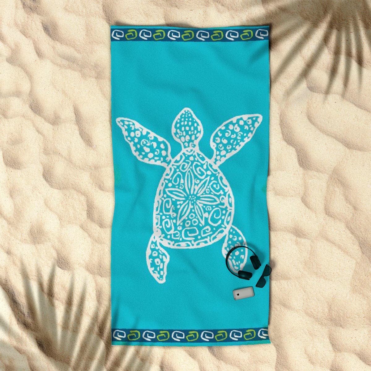 Rans Premium Cotton Jacquard Beach Towel Turtle - V442-RAN-TOWEL-JACQUARDTURTLE-MARINE-RE Rans Premium Cotton Jacquard Beach Towel Turtle