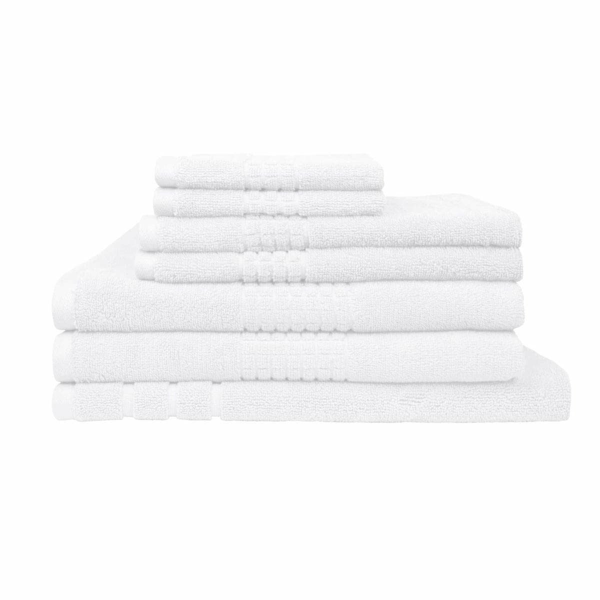 Rans Montage 7 Piece Cotton Bath Towel Set - White - V442-RAN-TOWEL-MONTAGE7PCE-WHITE-RE Rans Montage 7 Piece Cotton Bath Towel Set - White