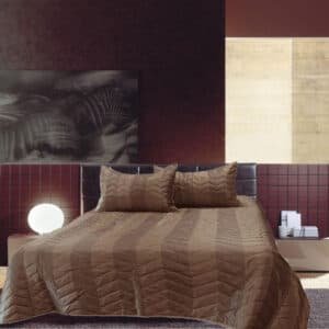 V442 RAP COVERLETS FAUX SILK ZIG ZAG BROWN QS 208752 00
