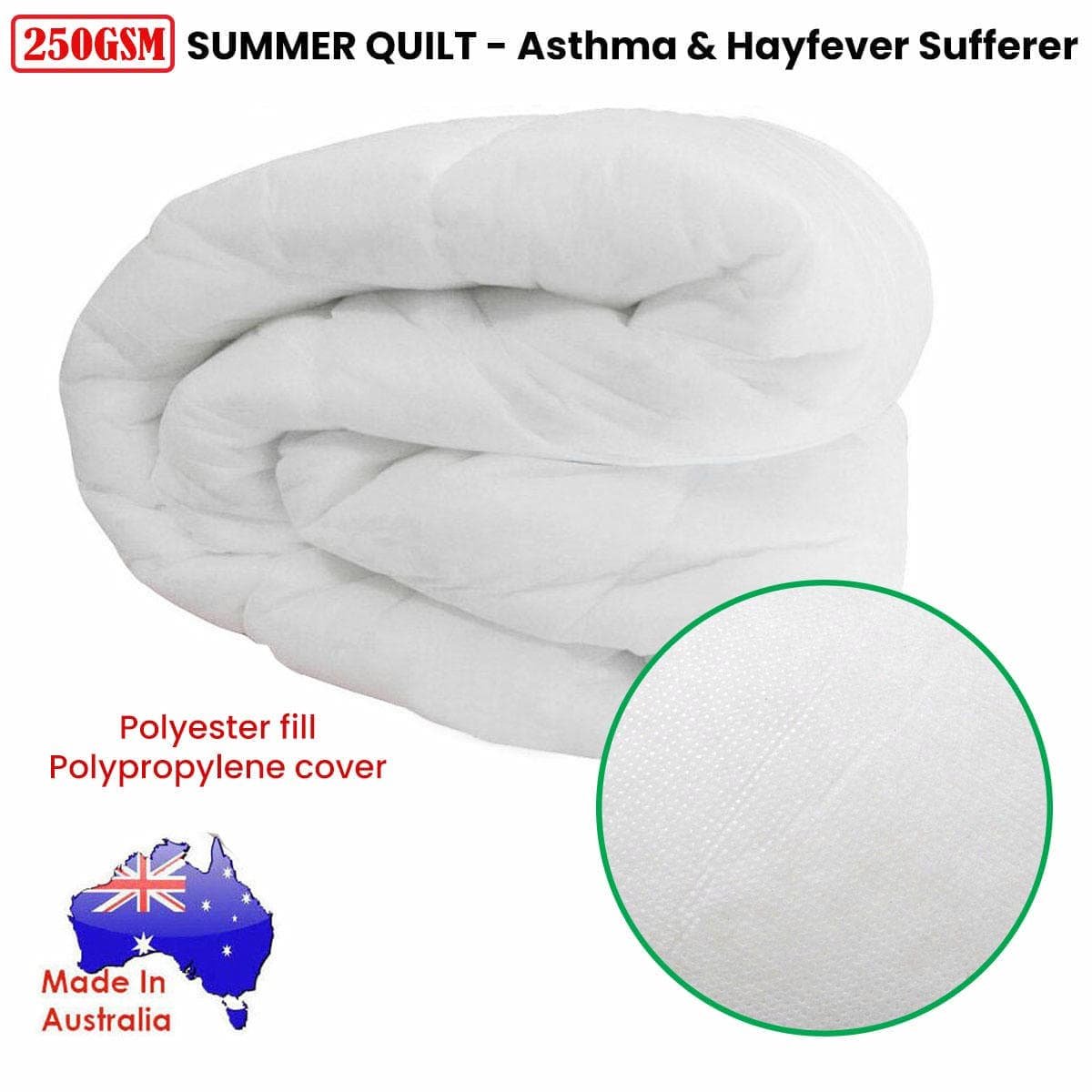 250GSM Australian Made Summer Quilt Single - V442-STR-QUILT-250GSMSUMMER-WHITE-SB V442 STR QUILT 250GSMSUMMER WHITE SB 209129 01