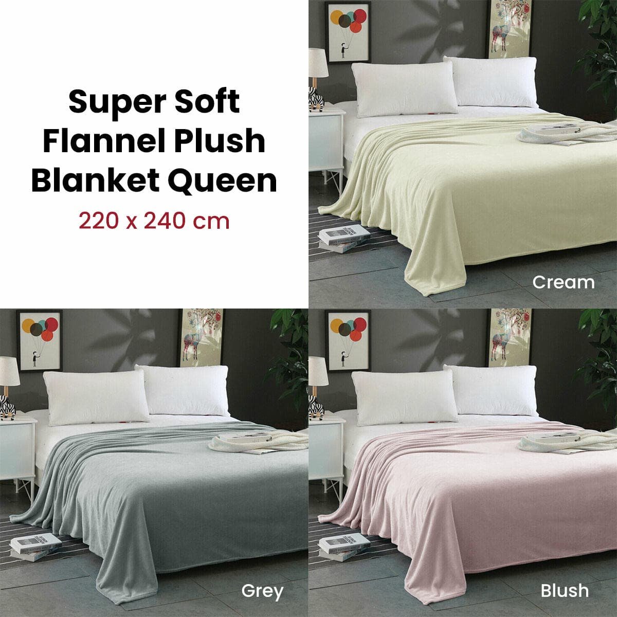 Super Soft Micro Flannel Plush Blanket Queen 220 x 240cm Blush - V442-STT-BLANKET-25MICROFLANNELPLUSH-BLUSH-QS V442 STT BLANKET 25MICROFLANNELPLUSH BLUSH QS 202503241615 01