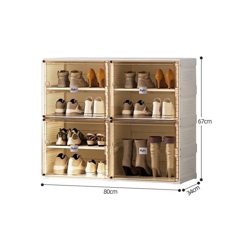 Kylin Cubes Storage Folding Shoe Cabinet With 2 Column & 7 Grids & 4 Brown Door - V445-C470499 Kylin Cubes Storage Folding Shoe Cabinet With 2 Column & 7 Grids & 4 Brown Door - Image 2