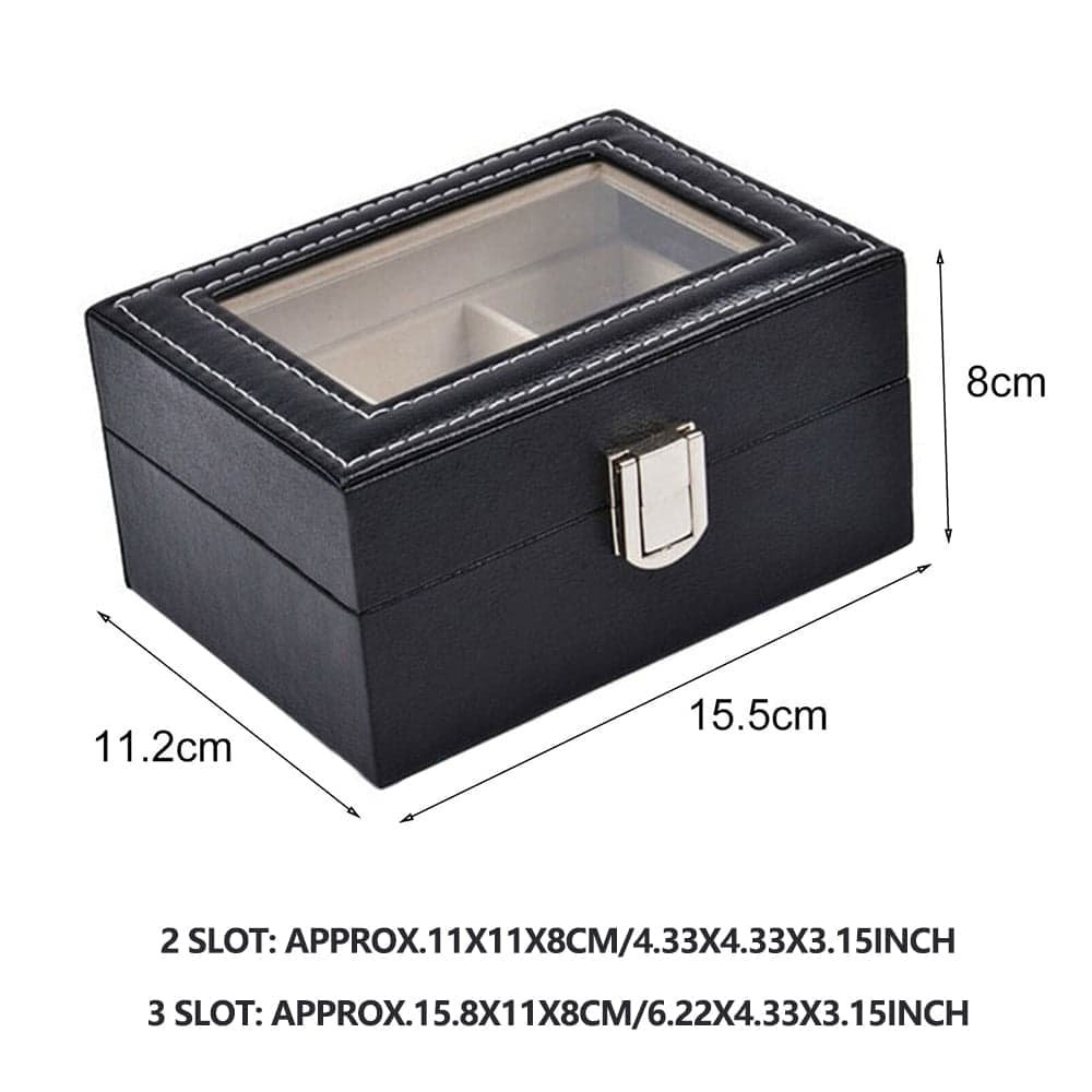 Watch Box Organizer Case Jewelry Display Tray Glass Top PU Leather(2 Slot) - V462-FB-81-01 Watch Box Organizer Case Jewelry Display Tray Glass Top PU Leather(2 Slot) - Image 7