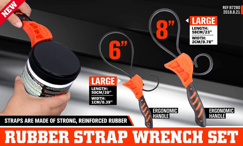 2Pc Adjustable Strap Wrench Rubber Belt Spanner Multi-Purpose Jar Opener Filter - V465-97500-AU 2Pc Adjustable Strap Wrench Rubber Belt Spanner Multi-Purpose Jar Opener Filter - Image 2