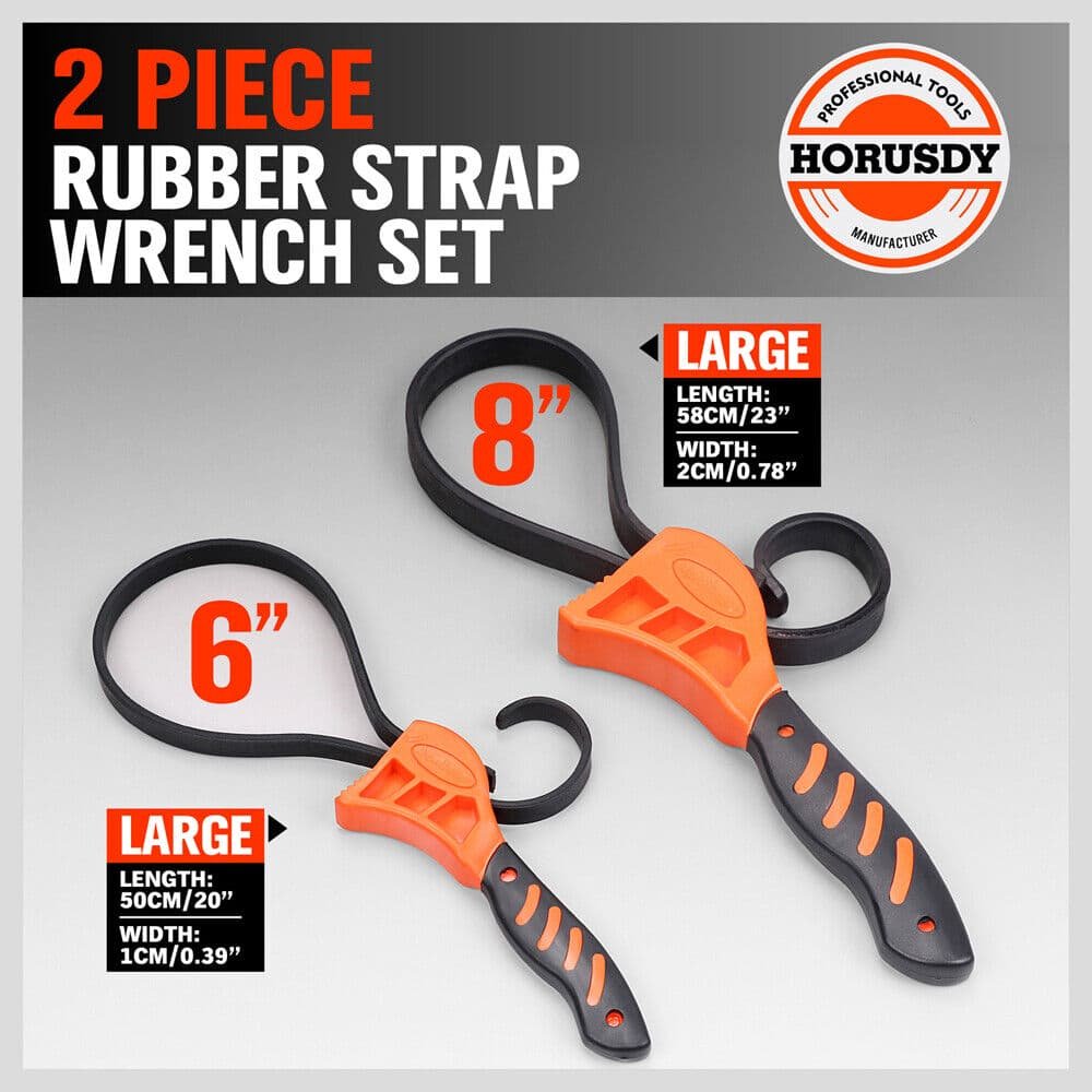 2Pc Adjustable Strap Wrench Rubber Belt Spanner Multi-Purpose Jar Opener Filter - V465-97500-AU 2Pc Adjustable Strap Wrench Rubber Belt Spanner Multi-Purpose Jar Opener Filter - Image 3