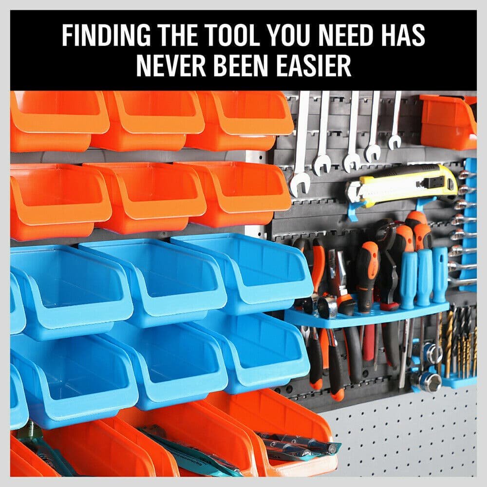 86Pc Wall Mounted Parts Storage Bins Tool Holder Rack Workshop Organiser - V465-SDY-57716 86Pc Wall Mounted Parts Storage Bins Tool Holder Rack Workshop Organiser - Image 5