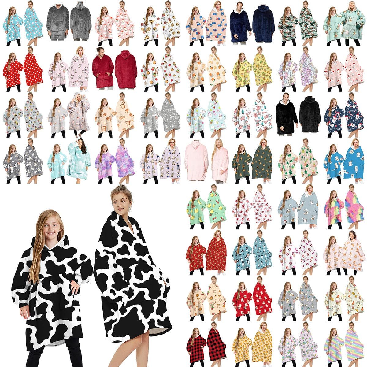 Oversized Soft Pullover Plain Hoodie Warm Fleece Blanket Plush Winter Sweatshirt, Blue Tie-Dye, Adult - V474-438922 Oversized Soft Pullover Plain Hoodie Warm Fleece Blanket Plush Winter Sweatshirt, Blue Tie-Dye, Adult - Image 2