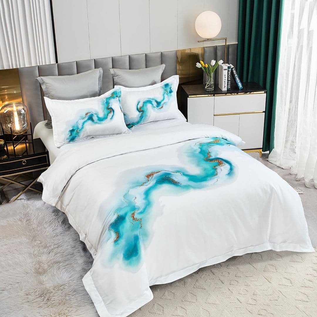 Ocean Marble Quilt Cover Set - King Size - V493-SM-K-10 V493 SM K 10 150791 01