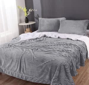 stripe flannel sherpa blanket queen silver