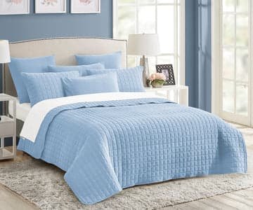7 piece vintage stone wash comforter set king blue - V517-VSC7-KBL 7 piece vintage stone wash comforter set king blue